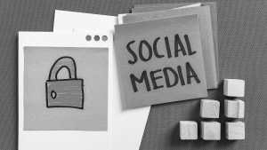 social media postit note and lock